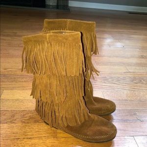 Minnetonka Brown Suede 3-Layer Moccasin Boots W 6M